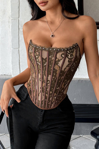 Strapless Lace Corset Tank Top