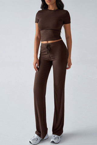 Short-Sleeve Crop Top and Pants Set