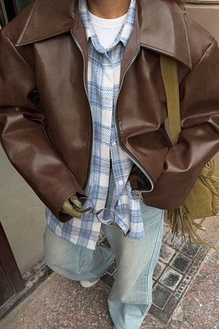 Chic Zip-Front Faux Leather Jacket