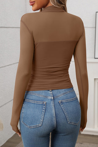 Sheer Mock Neck Mesh Top