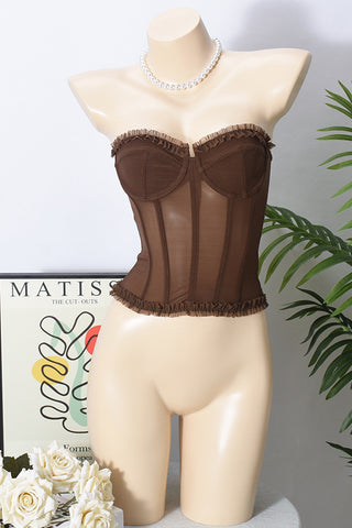 Strapless Mesh Bustier Top