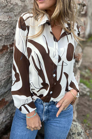 Abstract Pattern Button-Front Blouse