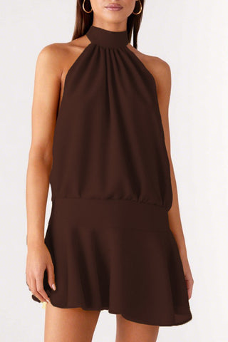 Halter Neck Flare Mini Dress