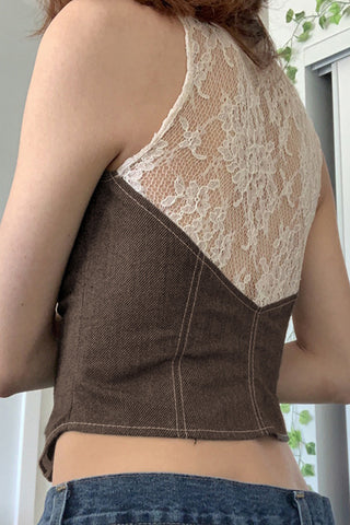 Lace-Trimmed Button-Front Vest