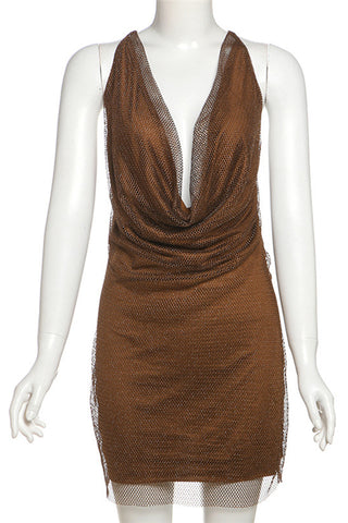 Strappy Mesh Layered Mini Dress