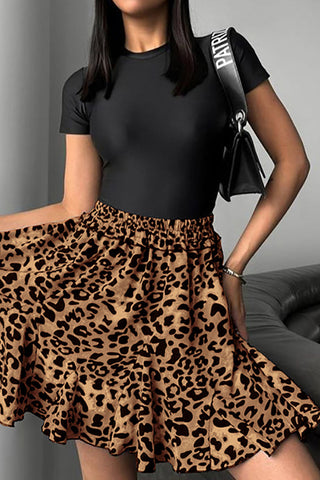 Flared Animal Print Mini Skirt