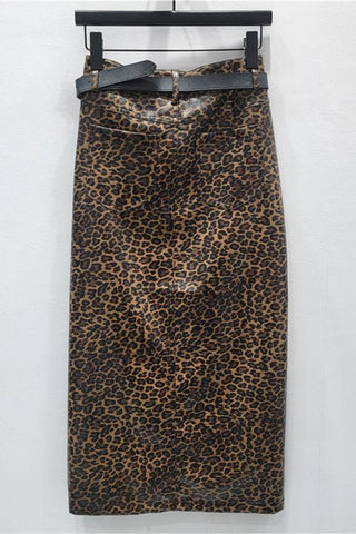 Leopard Print Midi Skirt