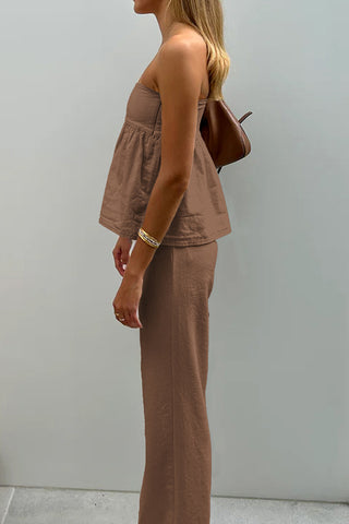 Strapless Flare Pants Set