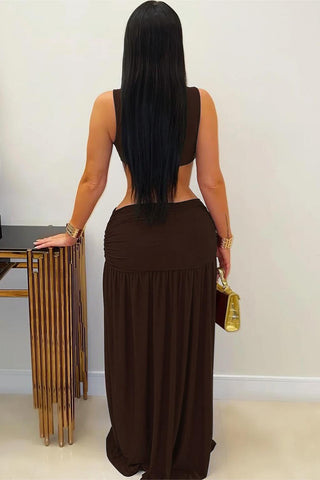 Cutout Detail Dress with High Slit