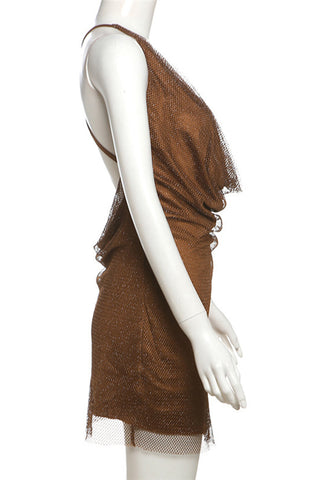 Strappy Mesh Layered Mini Dress