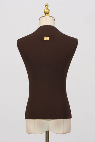 Keyhole Detail High-Neck Sleeveless Top