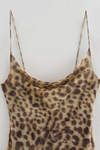Leopard Print Spaghetti Strap Dress