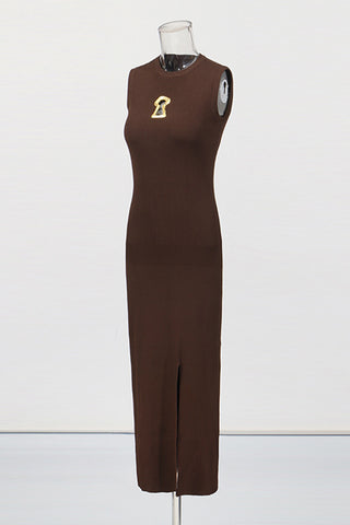 Sleeveless Midi Dress with Keyhole Detail