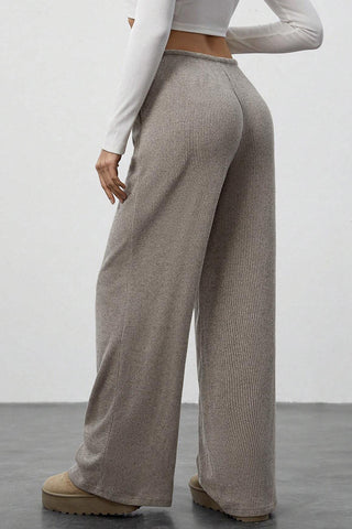 Wide-Leg Drawstring Casual Pants