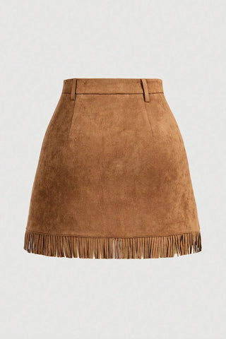 Fringe Hem Mini Skirt
