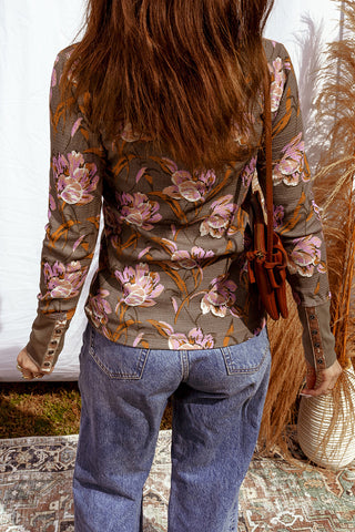 Floral Long Sleeve Fitted Top