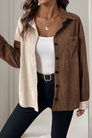 Button-Front Contrast Panel Shirt