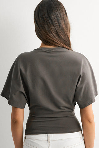 Ruched Waist Short Sleeve Top