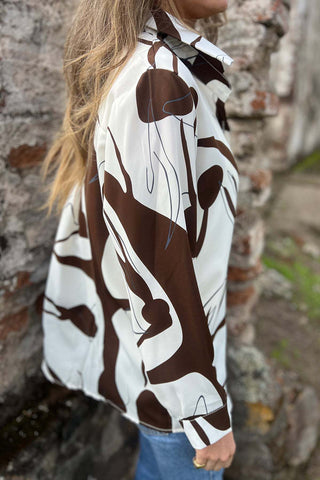 Abstract Pattern Button-Front Blouse