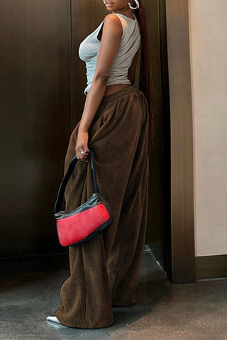 Elastic Waist Relaxed Wide-Leg Pants