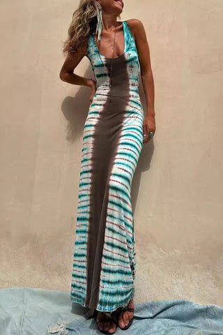 Sleeveless Tie-Dye Maxi Dress