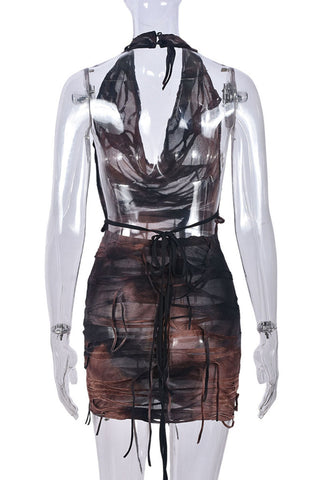 Draped Halter Mini Dress