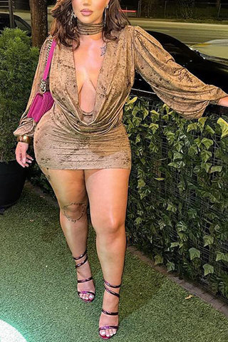 Draped Front Printed Mini Dress