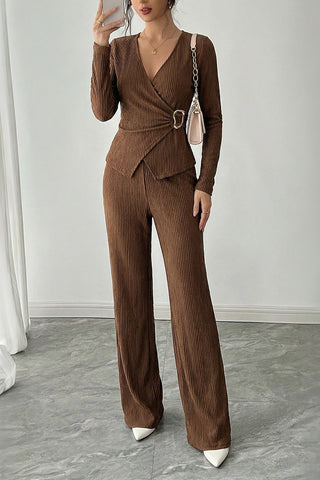 Wrap Top Matching Pant Set