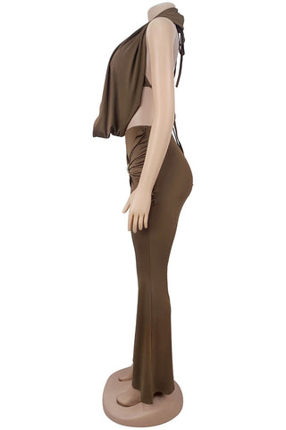 Elegant Wide-Leg Halter Pants Set