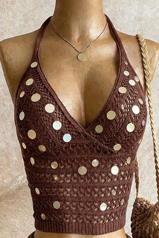 Crochet Halter Tank with Statement Accents
