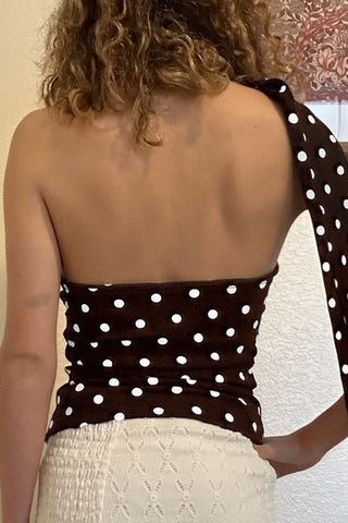 Polka Dot One-Shoulder Top