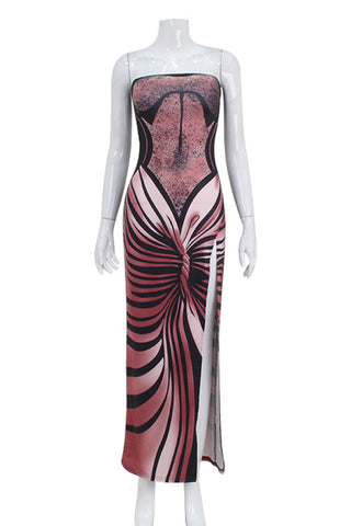 Strapless Maxi Dress with Pattern