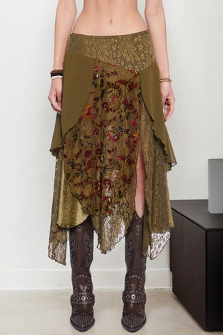 Layered Floral Midi Skirt