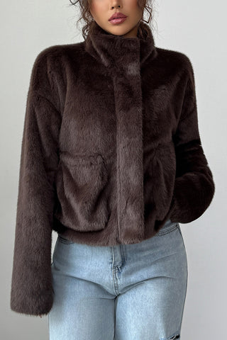 Chic Pocket Fur Coat