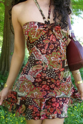 Halter Neck Paisley Casual Dress