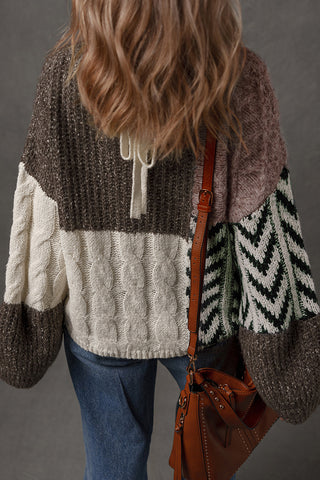 Stylish Patchwork Knit Sweater
