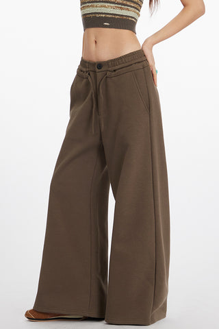 Wide-Leg Casual Pants with Drawstring