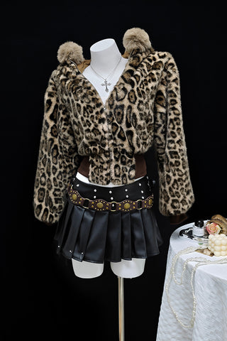 Leopard Print Faux Fur Jacket