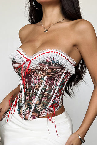 Romantic Lace Trim Corset Top