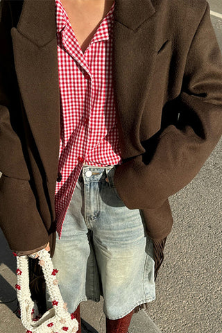 Fringe Hem Tailored Coat