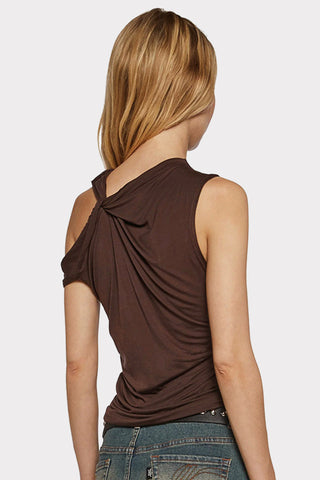 Twist Shoulder Ruched Tank Top