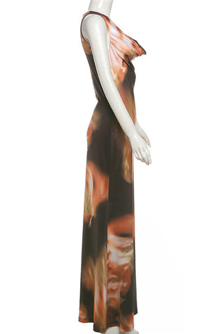 Abstract Print Maxi Dress