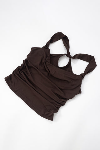 Knotted Shoulder Ruched Tank Top