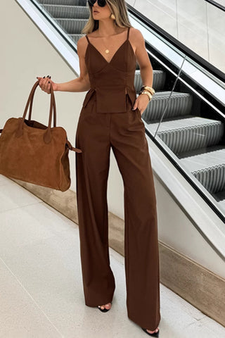 Spaghetti Strap Wide-Leg Pants Set