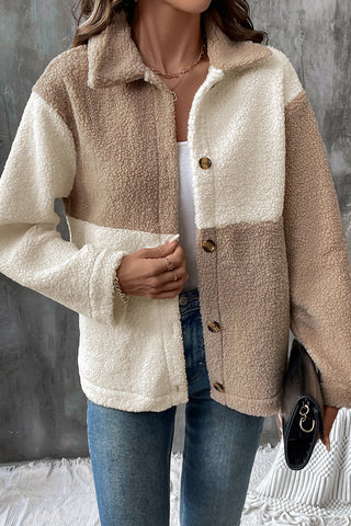 Cozy Patchwork Buttoned Jacket