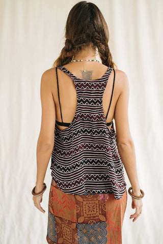 Printed Tank Top with Asymmetrical Hem