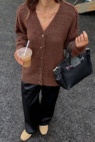 Buttoned V-Neck Cardigan Sweater