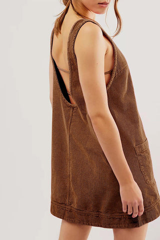 Sleeveless Corduroy Casual Dress