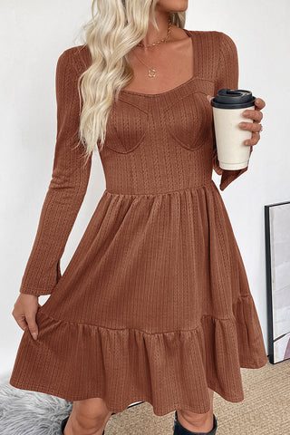 Long Sleeve Casual Fit and Flare Dress