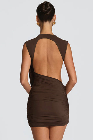 Draped Detail Ruched Mini Dress